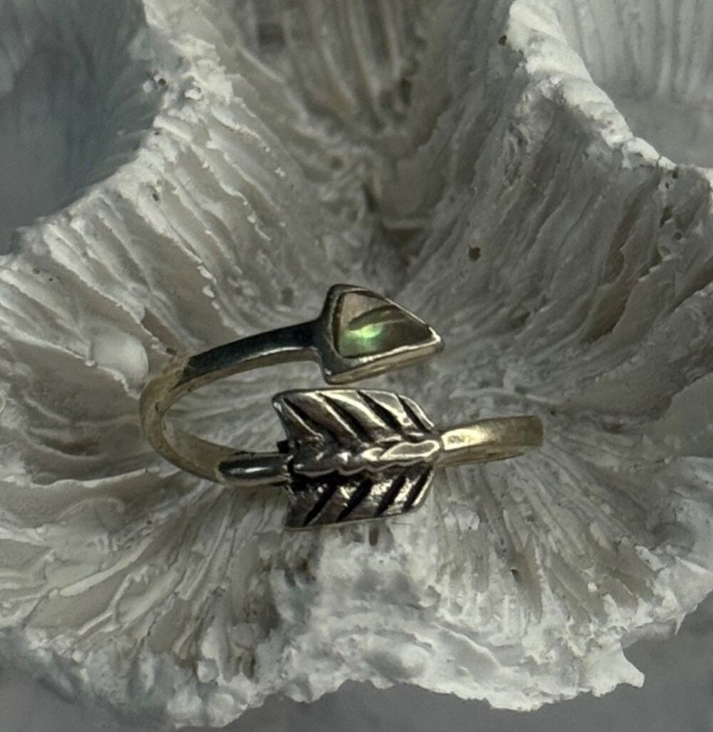 925 Sterling Silver Abalone Ring Size 5